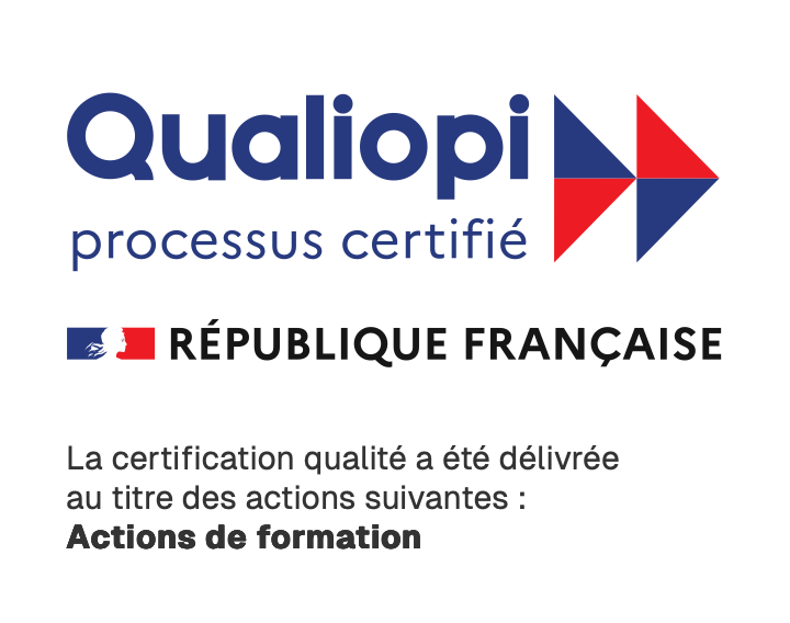 Logo Qualiopi, processus certifié — République française. La certification qualité a été délivrée au titre des actions suivantes : actions de formation.